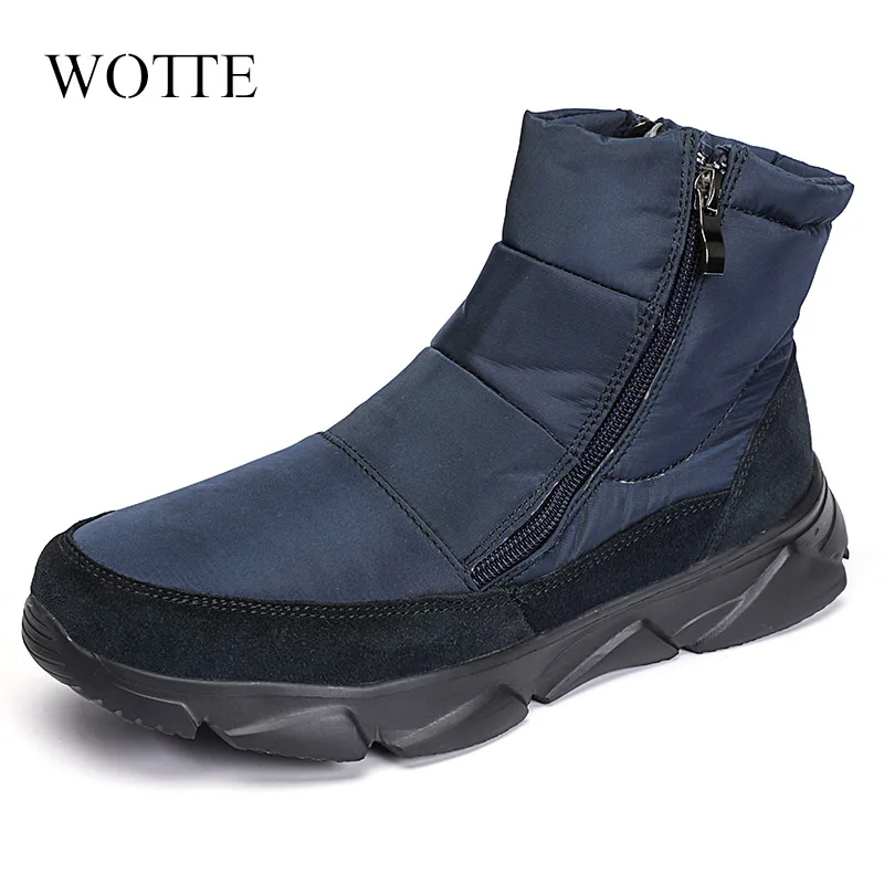 Botas de nieve de piel para Hombre, zapatos cómodos para mantener el calor, zapatillas para