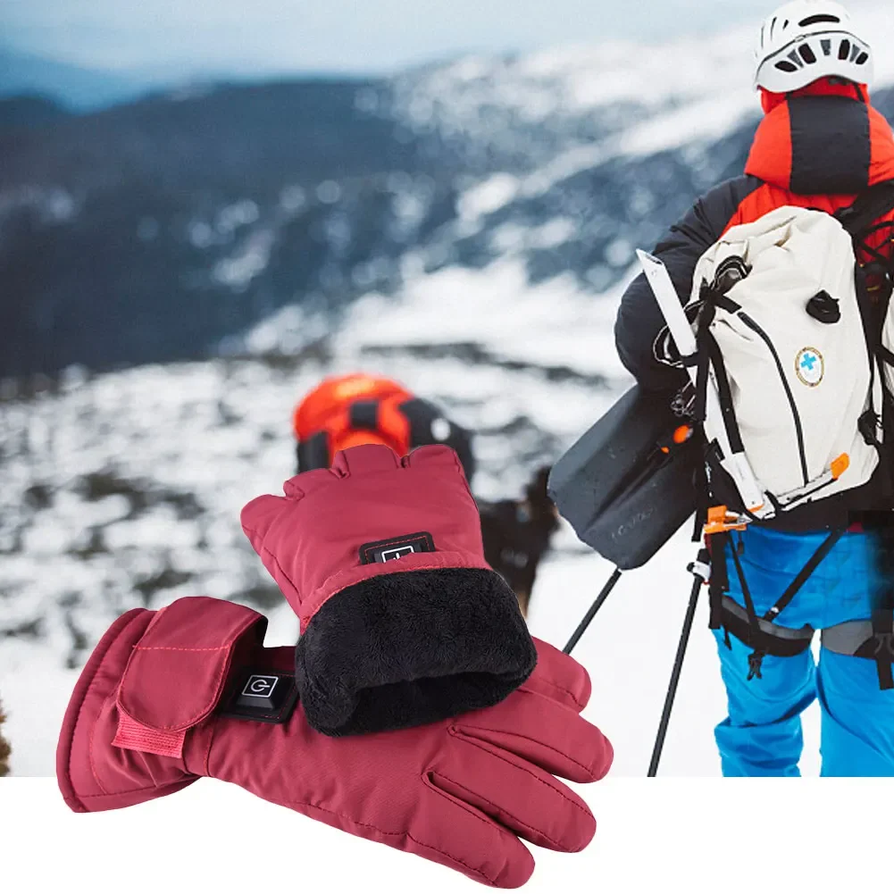 

Adjustable Touch Screen Heated Gloves Temperature Lithium Battery Winter Skiing Gloves Thermal Fleece Lined Waterproof Heated