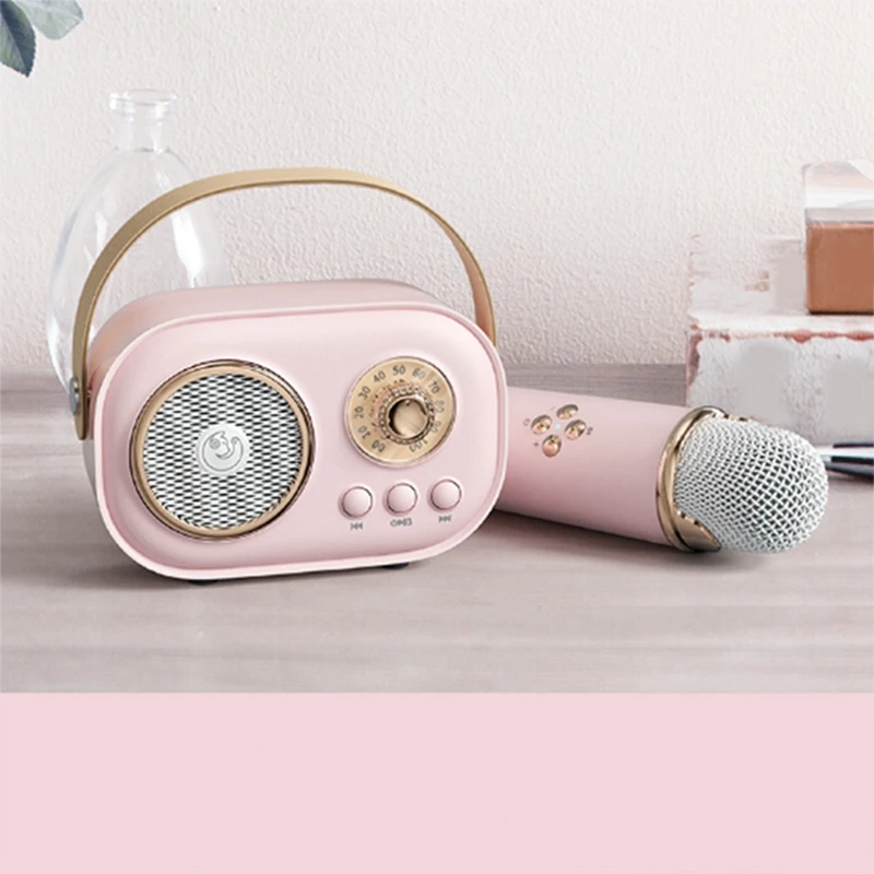 ABHG-Mini Wireless Bluetooth Audio Home Singing Karaoke Integrated Microphone Speaker Stereo Home KTV Set