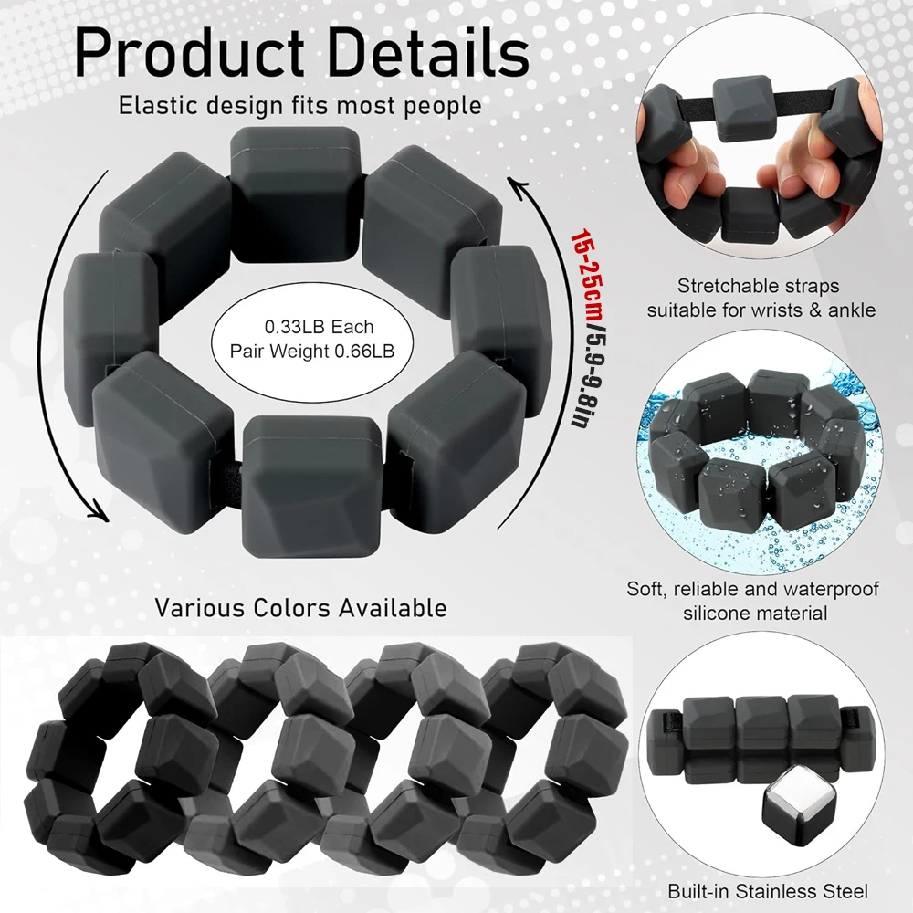 1Pair Wrist Ankle Weights 0.33LB / 0.15kg Each Adjustable for Home Gym Workout Running Yoga