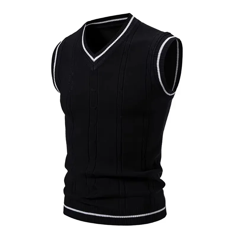 Autumn and Winter New Men's Warm Sweater Vest Fashionable Casual College Style  Knitted Sweater 2