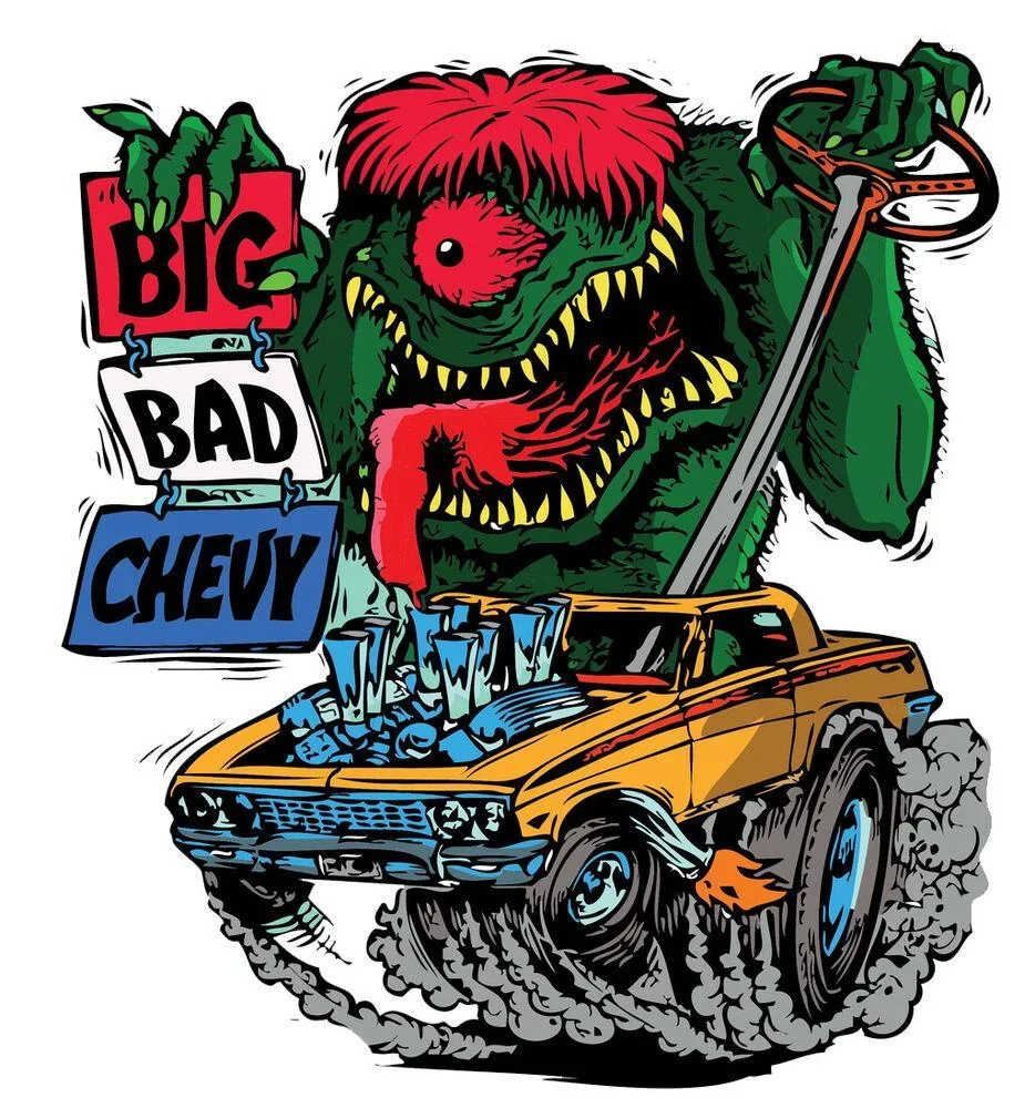 Per Adesivi Per Decalcomanie In Vinile Chevy Big Bad Verde Rat Fink
