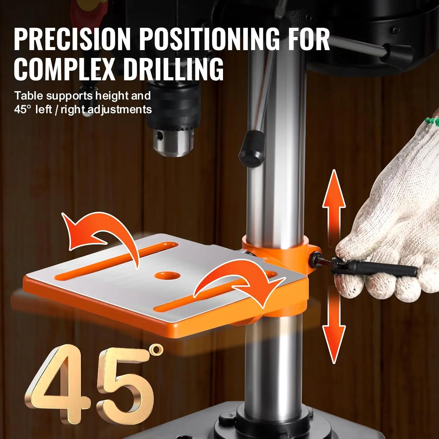 8 in Benchtop Drill Press, 2.3A Induction Motor,Tabletop Drilling Machine with 750/1140 / 1740/2340 / 3200 RPM Adjustable Speed. 6