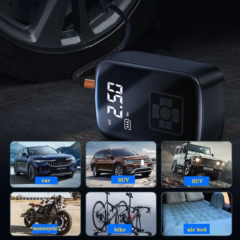 Bezdrátový auto vzduch kompresor elektrický pneumatika inflator čerpadlo pro motocykl bicykl loď AUTO guma koule