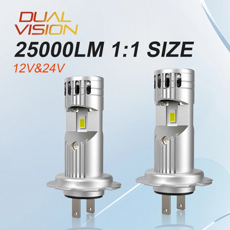 

H7 LED Headlight Bulbs 25000LM 1:1 Halogen Size for Car Headlamp 12Pcs CSP 5530 Led 6000K White Turbo Mini Motor Lights 12V 24V