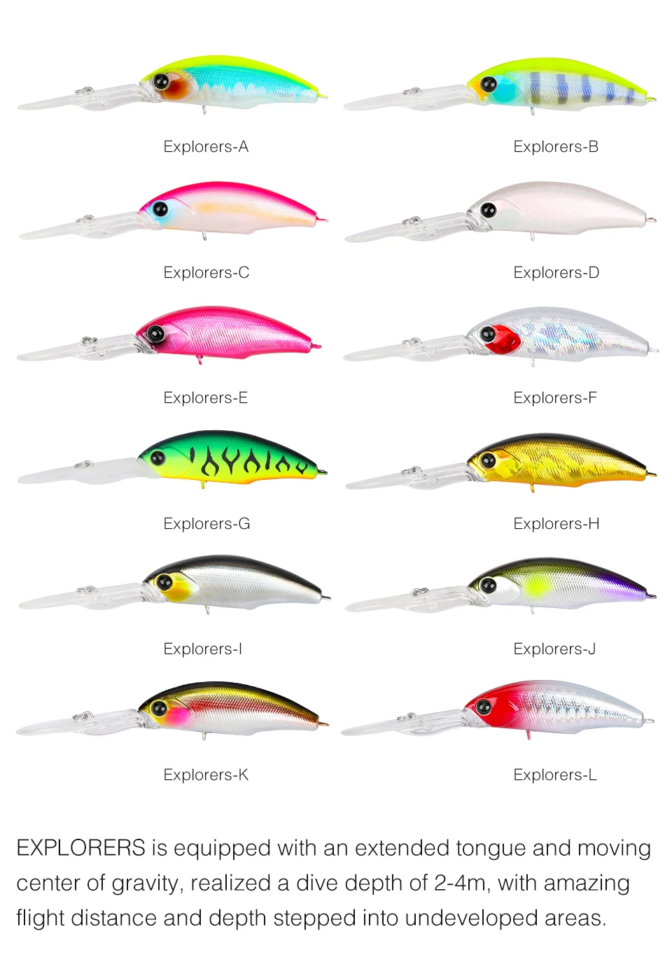 TSURINOYA Dive 2-4m Suspending Minnow 57mm 8,3g EXPLORERS 57SP Long Casting Pike Bass Angelköder Künstlicher harter Köder Jerkbait – Detail 8