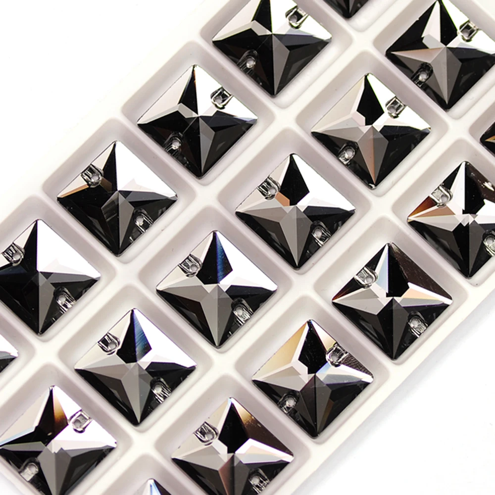 YANRUO 3240 Quadratische aufnähbare Strasssteine, Glassteine mit flacher Rückseite zum Aufnähen, Glassteine für DIY-Näharbeiten – Detail 12