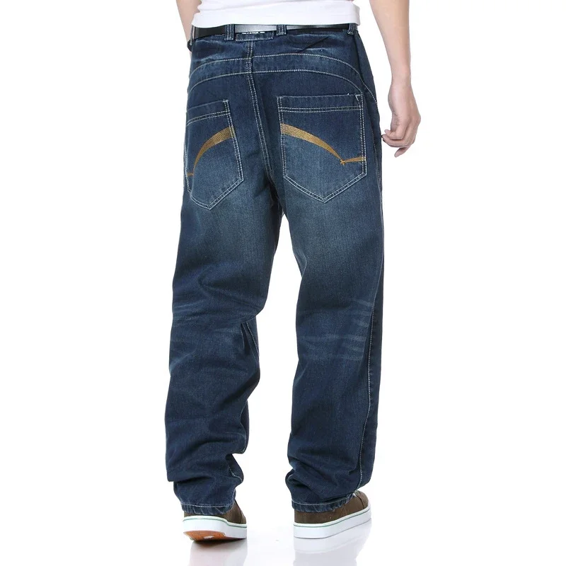 Schinteon Men Demin Pants Baggy Loose Casual Hip Hop Skateboard Streetwear Big Size 46 48 Straight Embroidery Trousers 4