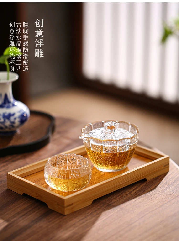 Kürbisglas Gaiwan, überzogene Teetasse, große Teeschale, traditionelles chinesisches Kung-Fu-Teeset – Detail 12