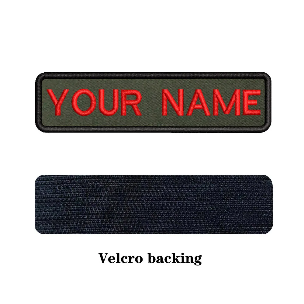 10X2.5cm Army Green background Embroidery Custom Name Text Patch Stripes badge Iron On Or Velcros Backing Patches For Clothes 