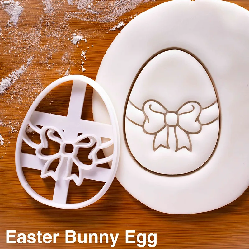 Easter Egg Cookie Cutter cookie cutter baking mold cookie mould baking decorating tools cookie maker press kit Cute Egg Bunny Chick Shaped Cookie Run Molds with Good Wishes Pastry and Bakery Accessories Baking