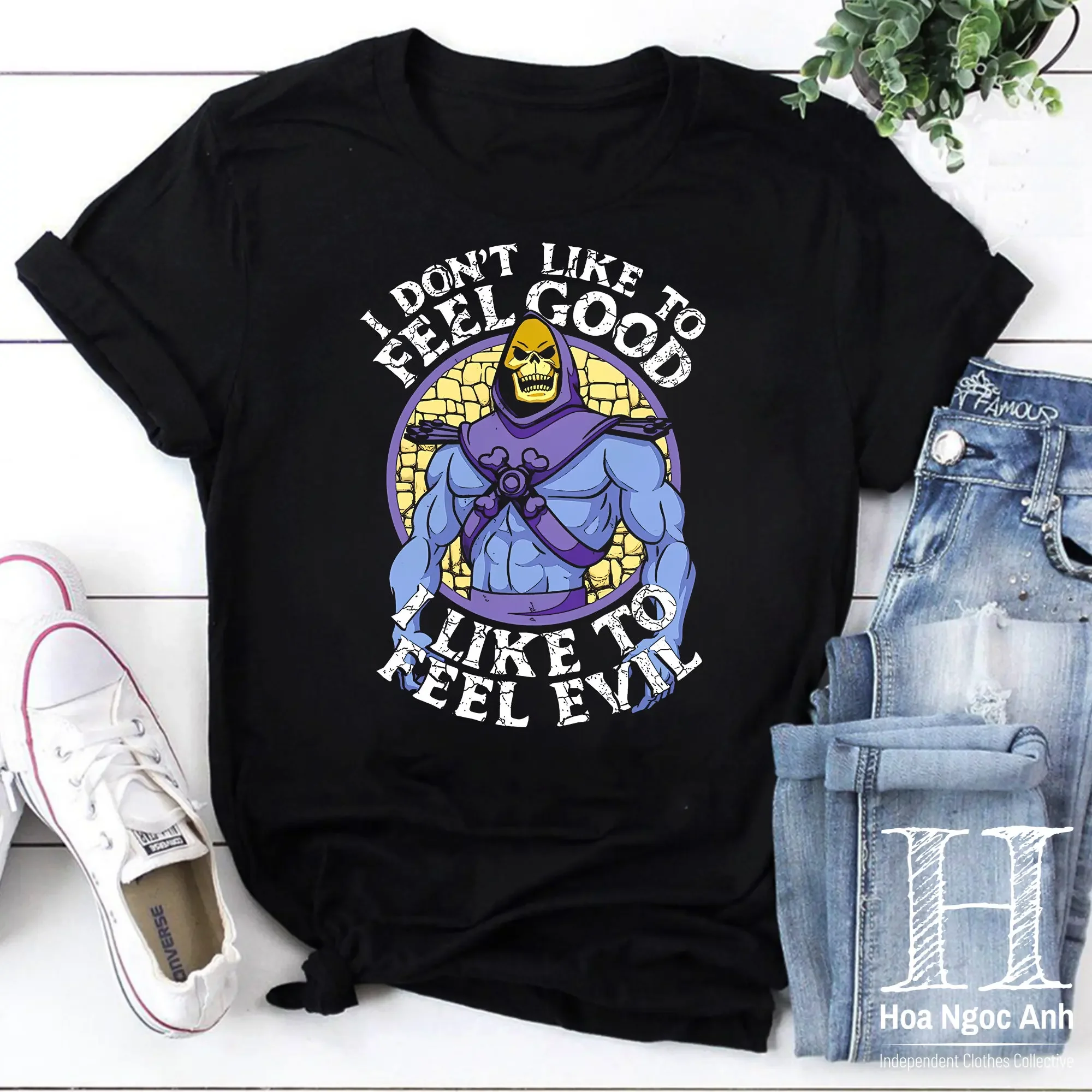 Non Mi Piace Sentirsi Bene Mi Piace Sentire Evil Skeletor Vintage T-Shirt, Skeletor,Masters Of The Universe, Skeletor Lover