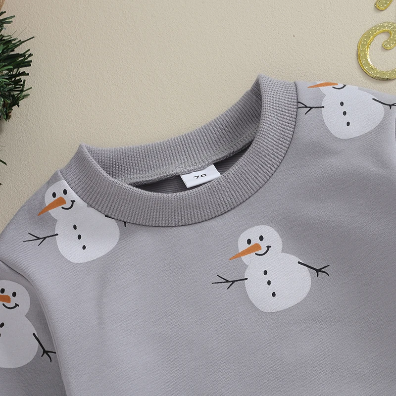 

Kids Baby Sweatshirt Christmas Snowman Print Long Sleeve Pullovers Autumn Tops for Toddler Cute Fall Clothes