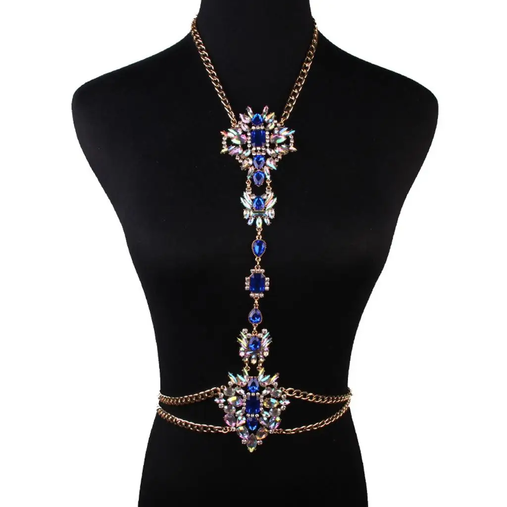 

Rhinestone Crystal Flower Pendant Body Chain Necklace Bikini
