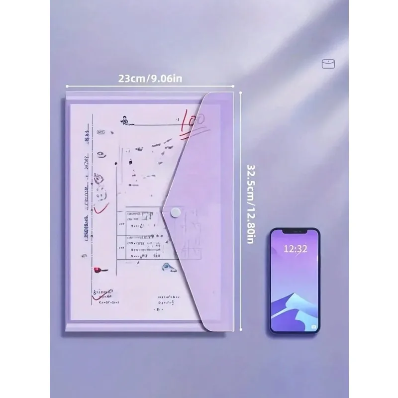마카롱톤 A4 투명 플라스틱 파일백 방수 스냅 버튼 문서 파우치 모란디 시리즈 사무실 학습 데이터 보관 정리함