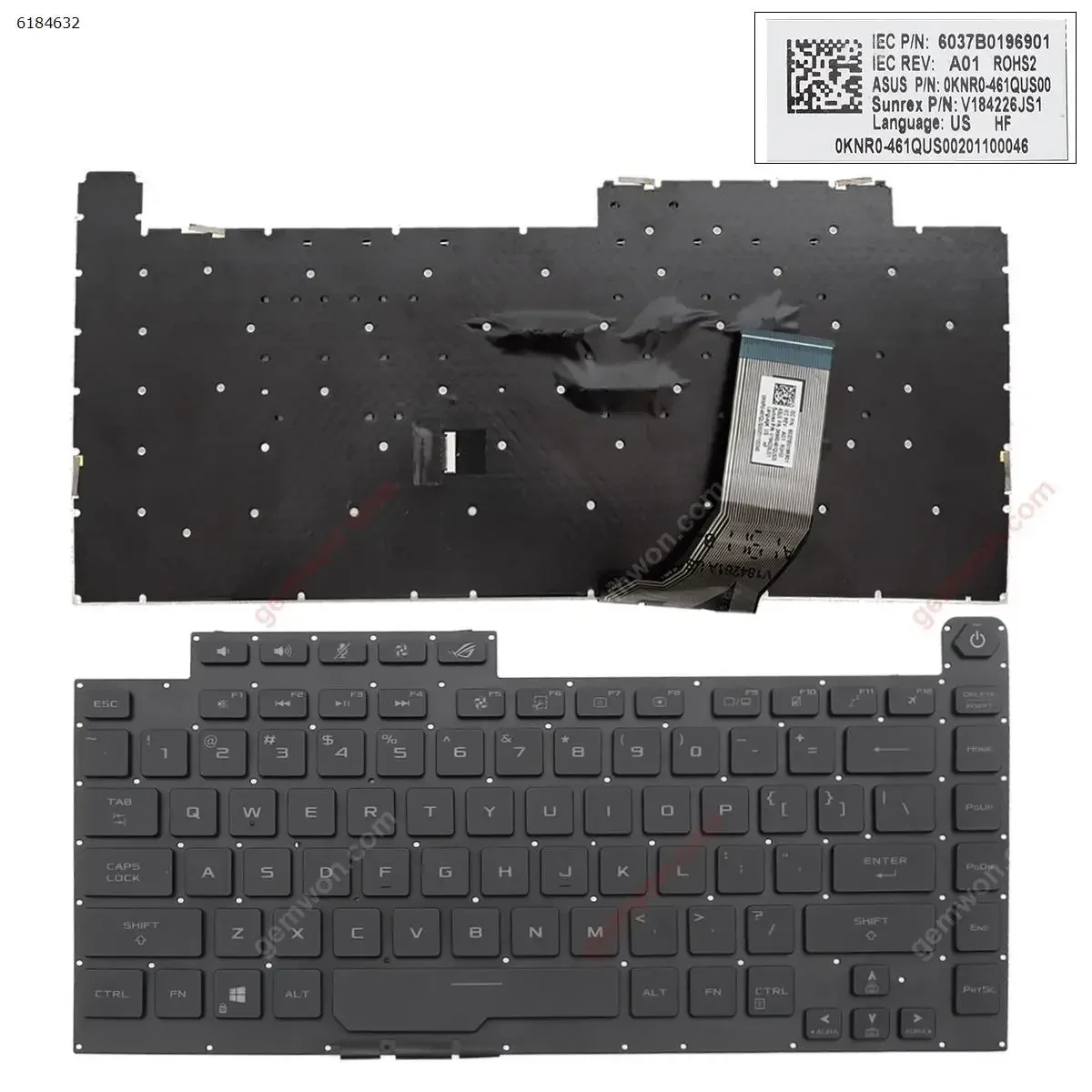 Tastiera Per Laptop Usa Per Asus Rog Strix Scar Iii G15 G512 L3 Plus G512Li/Lv/Lw G531G G531 S5D G531Gd/Gt/Gu Nero Con Retroilluminazione