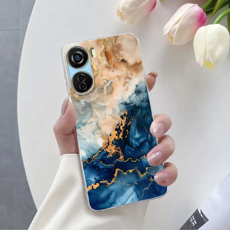 Luxury Marble Flower Transparent Soft Silicone Phone Case