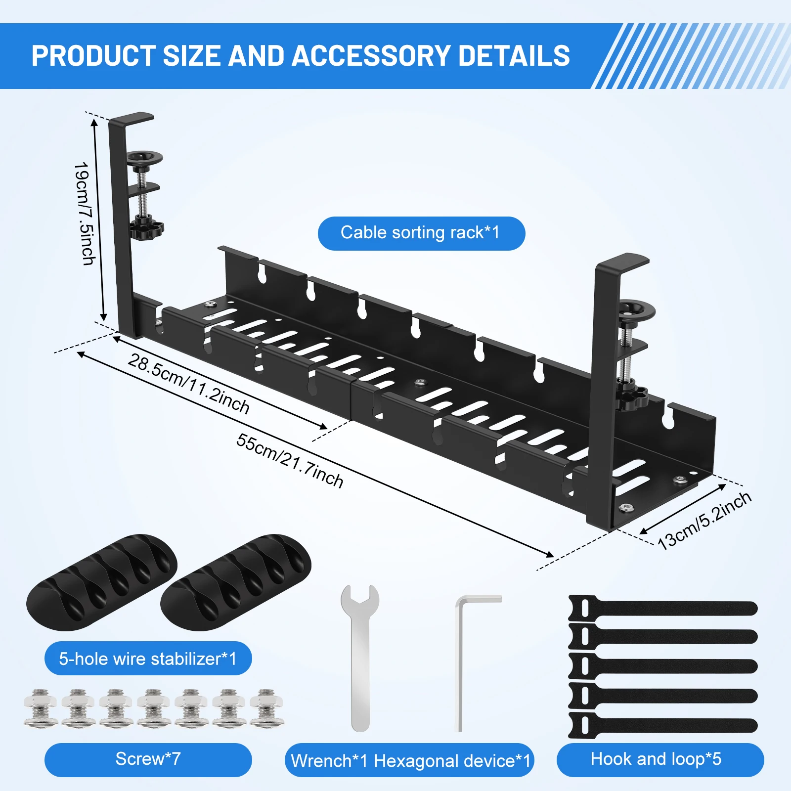 Extendable Under Desk Cable Management No Drilling Metal Cable Tray Space Saving Multipurpose Household Hanging Organizer Shelf cable organizer