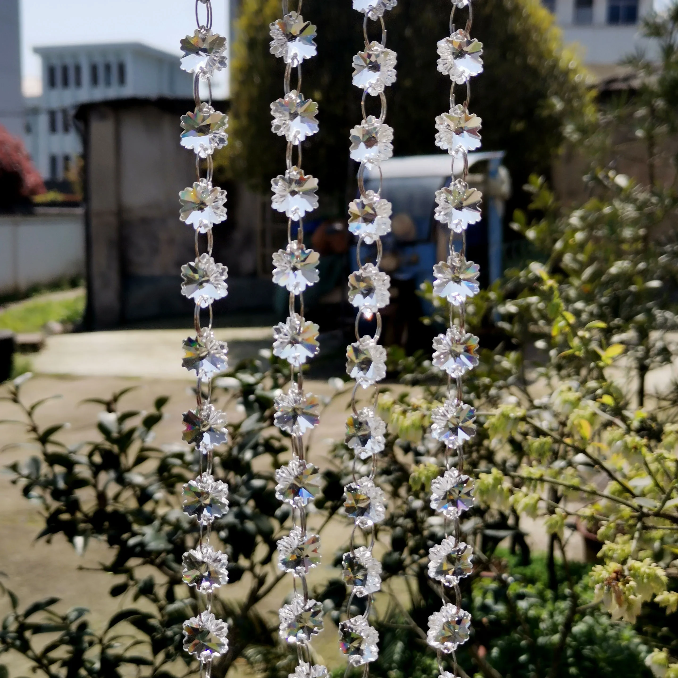 50cm Snow Beads Chain Glass Garland Strand Crystal Prisms Chandelier Parts for sun catcher crystal pendant sun catchers window ornament