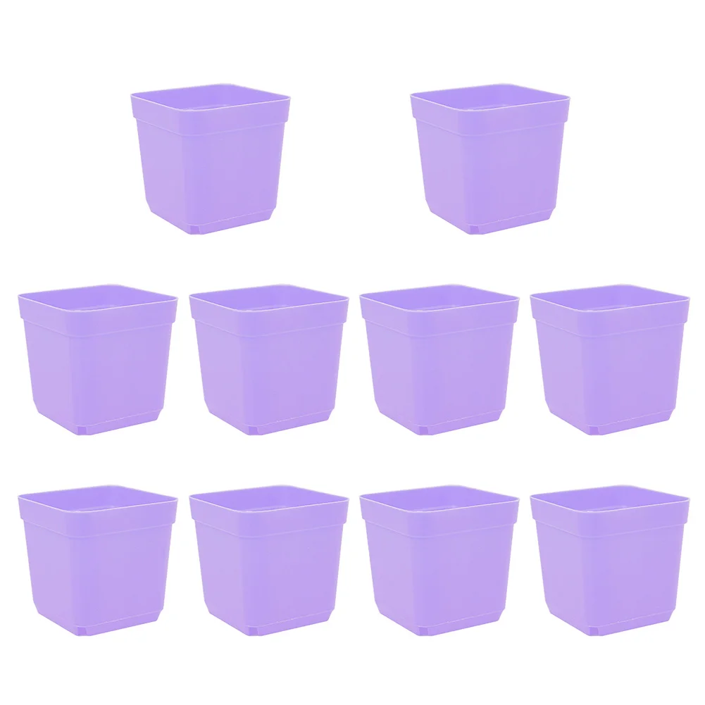 Description Picture 2 of item10Pcs Plastic Square Nursery Flower Pots & Planters With Tray For Plant Transplant Flower Home Decor Gardening Accesorries