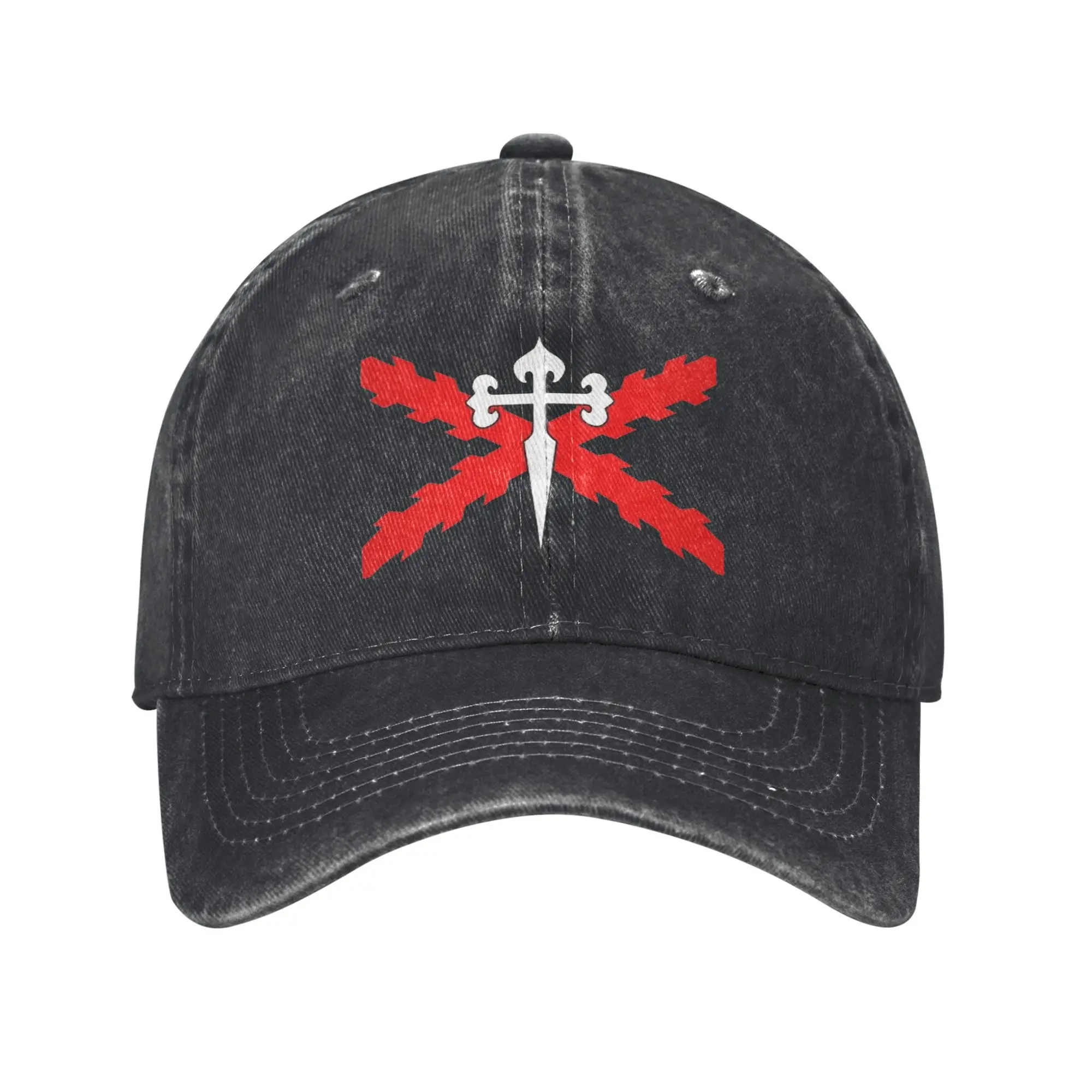 Kreuz von Santiago Spanisches Reich Baseballkappen Männer Frauen Distressed Washed Kopfbedeckung Spanien Flagge Alle Jahreszeiten Reisen Verstellbare Mütze