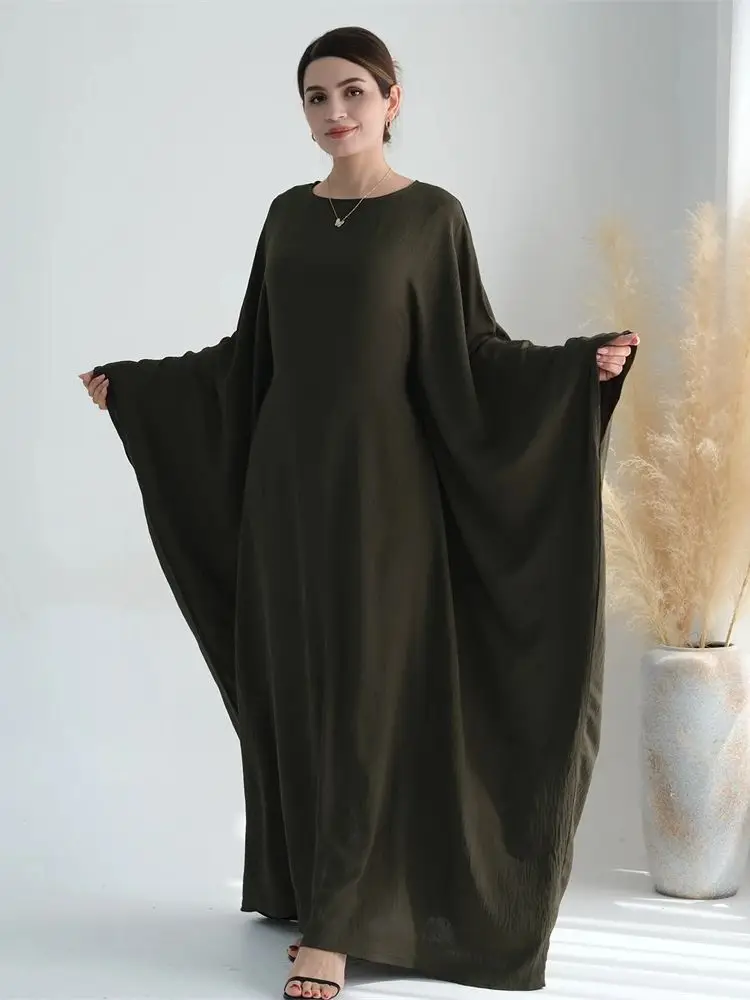 Ramadan Eid Crepe Batwing Butterfly Modest Abaya Dubai Luxury 2024 Muslim Jersey Hijabs Kaftan Dress For Women Kebaya Vestidos - Image 2