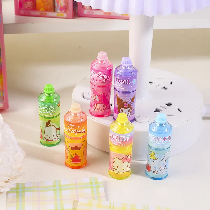 산리오 해피 식료품 가게 그림 하이라이터 애니메이션 쿠로미 멜로디 학생 DIY 다채로운 계정 펜 문구 선물, 6 개