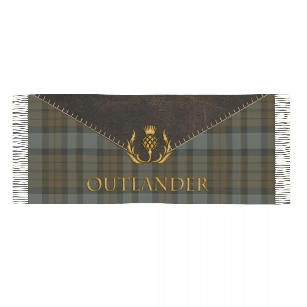 Personalized Print Outlander Leather And Tartan Scarf Women Men Winter Warm Scottish Art Shawls Wraps printed scarf women scarves