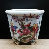 Vintage Style Hexagonal Ceramic Flowerpot Home Decoration 1