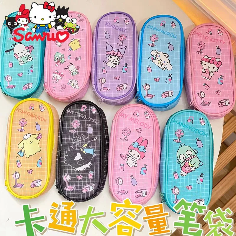 

Sanrio Melody Kuromi Hello Kitty Cinnamoroll Pochacco Japanese Cute Pen Case Melody Cartoon PU Large Stationery Storage Bag New