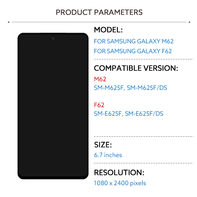 LCD ġ ũ Ÿ  г,  ÷ ũ ǰ, Ｚ  M62 M625 F62 E625F  LCD ÷