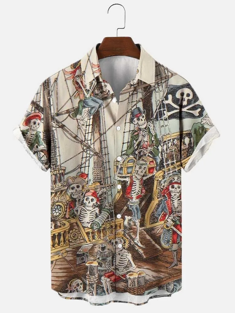 Casual Shirt Man Pirate Style Mens Plus Size Pirate Shirt Pirate