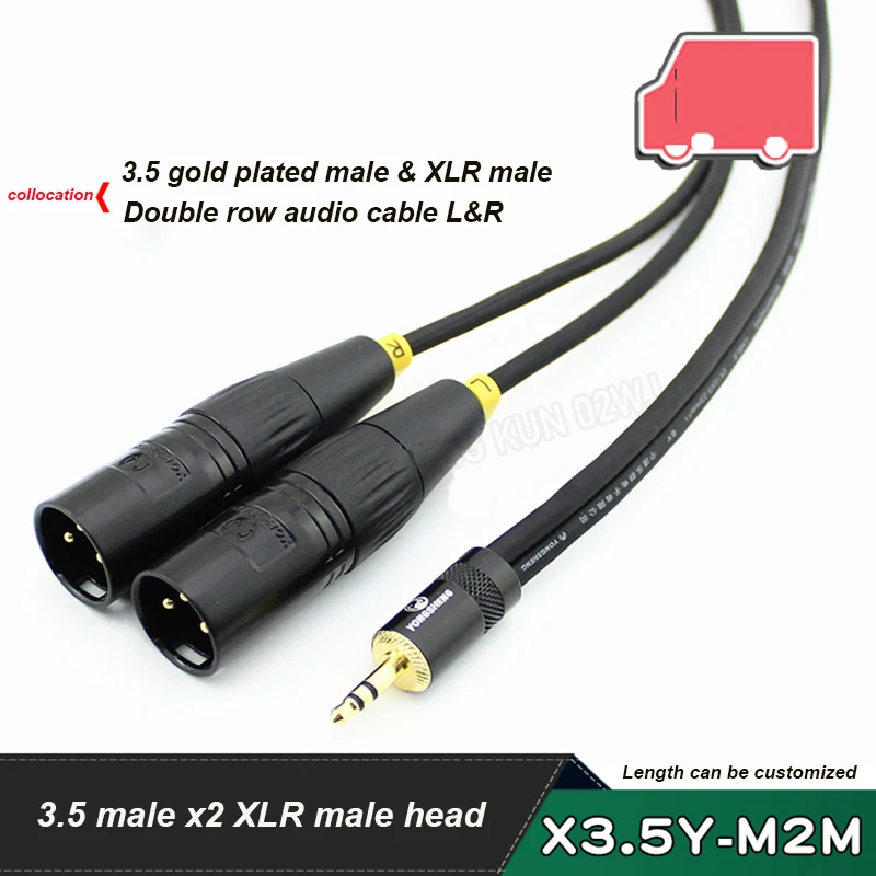 

X3.5Y-M2M 3.5mm To Dual XLR Male Microphone Cable Audio Cable Connector Adapter YS137N BG Mixer Laptop Headphone Plug