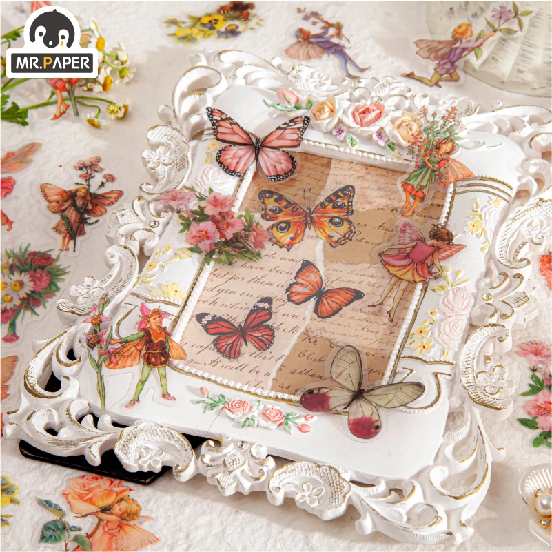 Mr.paper Boxed Flower Fairy Diary Series Decorative Diary Stickers Scrapbook Planner Japanese Decorative Stationery Stickers