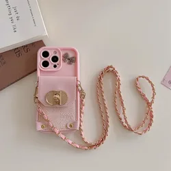 Butterfly Rope Chain Wallet Phone Case Cover - Moto G Pure (Pink)