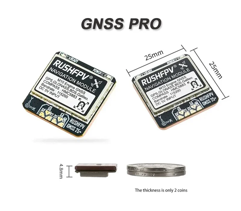 RUSHFPV GNSS Navigation Module Pro/Mini/Micro M10 GPS Module Built-in Ceramic Antenna for RC FPV Freestyle Drone DIY Parts rf wireless transceiver