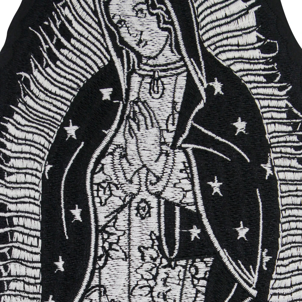 Virgen de Guadalupe 레이디 벡터 Guadalupe 종교 아이언 온 패치, 크로스 아플리케, 멕시코 아트, 자수 재킷