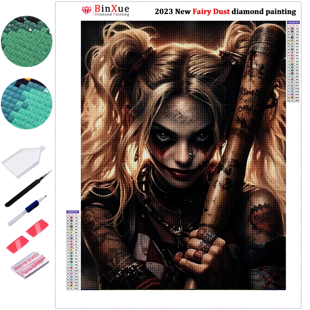 

2023 New American Comics DC Harley Quinn AB Fairy Dust Diamond Painting Kit Batman Series Rhinestone Handmade DIY Mosaic Gift