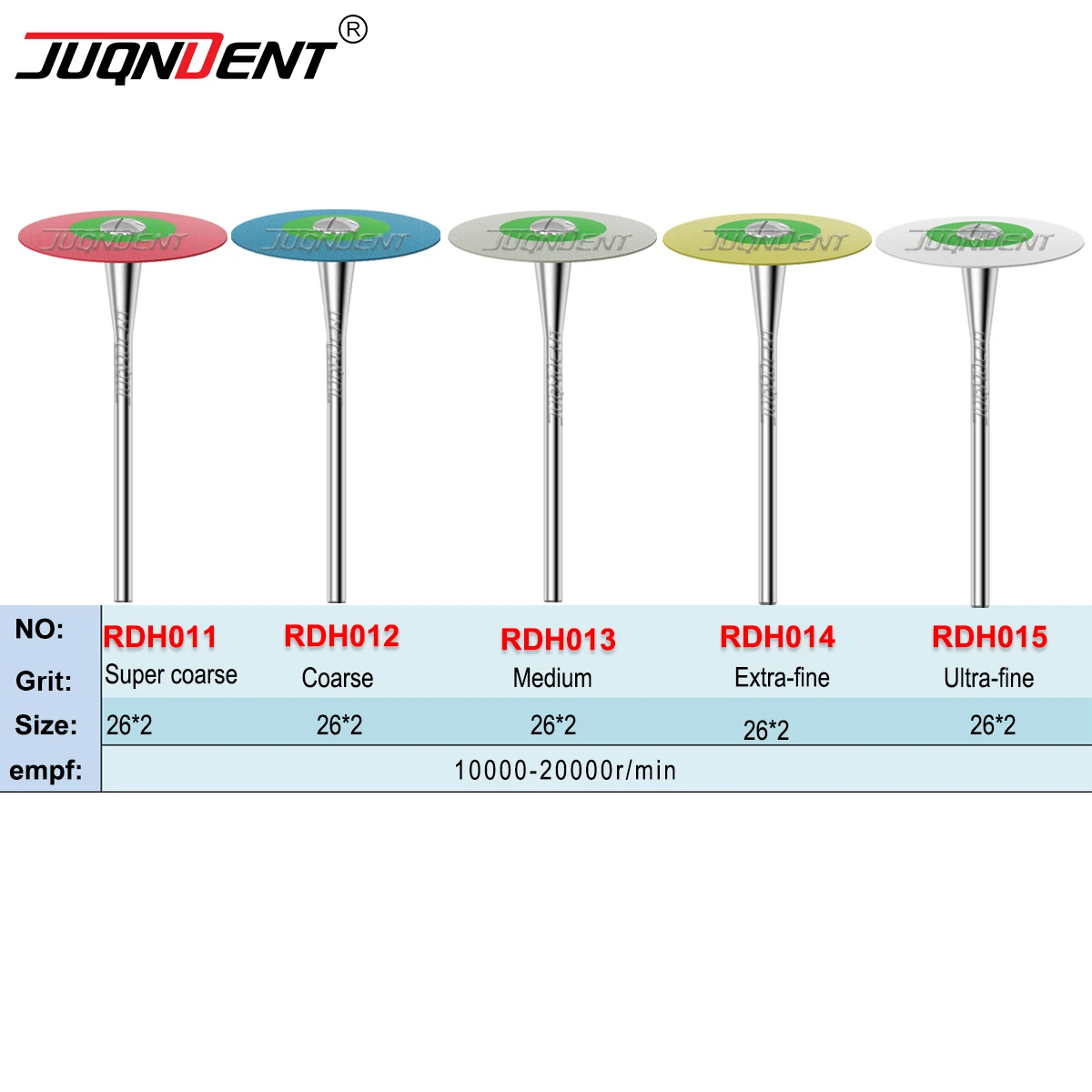 JUQNDENT Dental Rubber Diamond Polisher Wheels for Porcelain Zirconia Polishing HP 26mm Dentistry Laboratory Polisher Tools