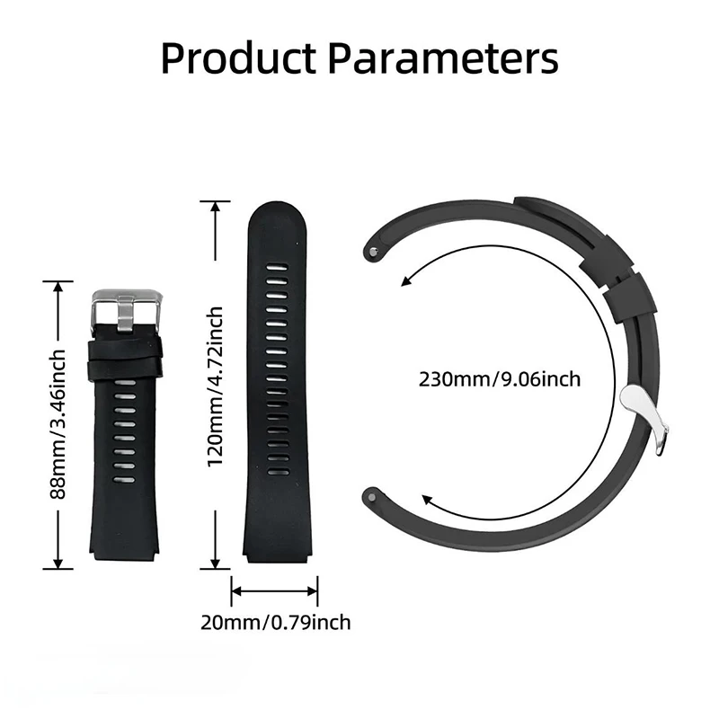 Ремінець для смарт-годинника Ширина 20 мм Змінний ремінець для годинника Міцний силіконовий ремінець із застібкою з нержавіючої сталі Підходить для розумного годинника