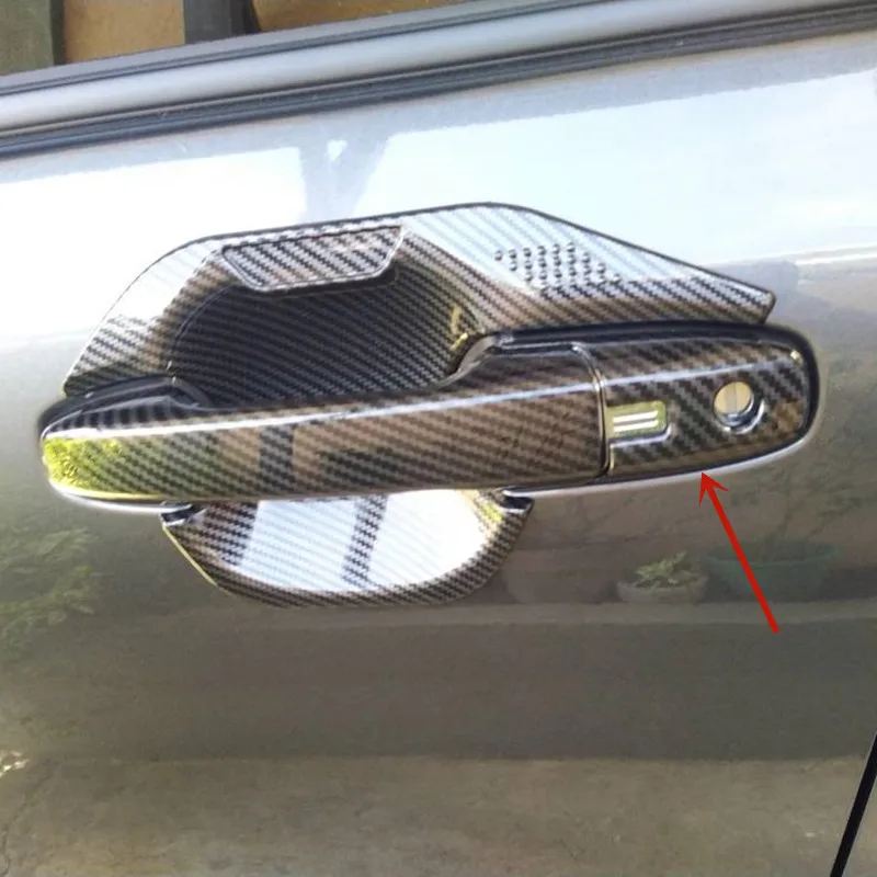 Car Door Handle Cover Trim Plastic Imitation Carbon Fiber for Toyota Raize Daihatsu Rocky A200 Car Accessories car door handle