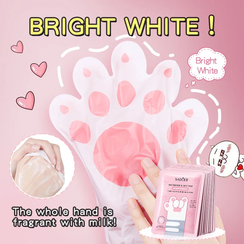 SADOER Cute Cat's Paw Hand Mask Whitening Moisturizing Anit-aging Anti Wrinkles Exfoliating Hand Gloves Hands Exfoliator