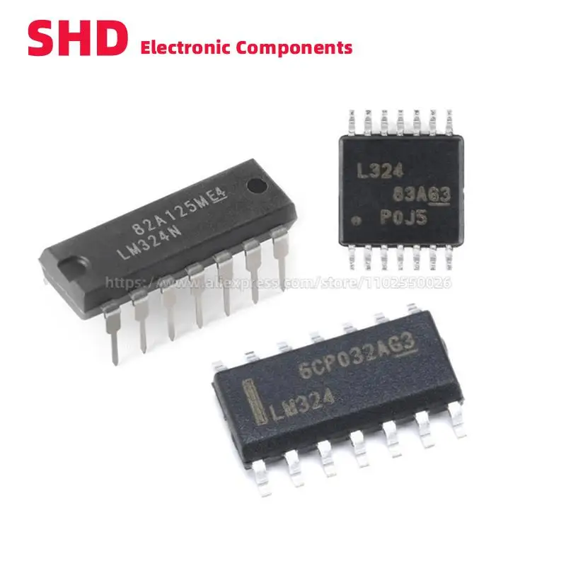 10PCS-LM324-LM324N-LM324AN-DIP-14-LM324DR-LM324ADR-LMV324AIDR-SOIC14 ...