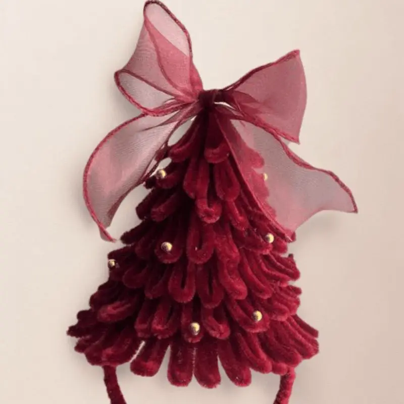 Christmas Tree Hat Ribbon Bow Elk Deer Xmas Hat Cap Party Headwear Hair Clip Hair Hoop Christmas Headband Party Costume Supplies
