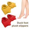 1 Pair Duck Feet Plush Slippers Unisex Cartoon Cotton Shoes Keep Warm Non-Slip Soles Ultra-Soft Cold Weather Indoor Shoes 1