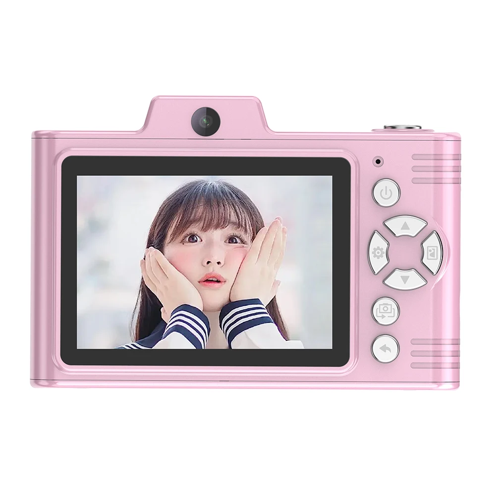 HD1080P 48MP 디지털 CCD 카메라, 듀얼 렌즈 디스플레이, 브이로그 카메라, 2.8 인치 스크린, 귀여운 카메라 장난감, 어린이 청소년용 2.5K