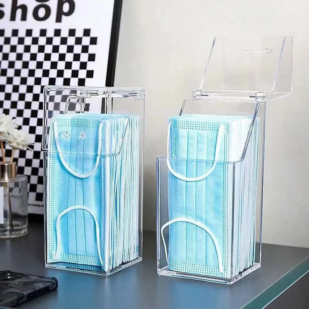 Set of Transparent Mask Storage Boxes with Cover - Dustproof and Stylish Organizer