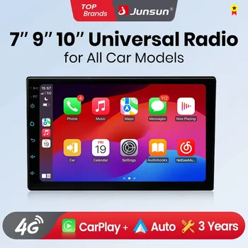 Radio Universal para Auto Junsun de 7, 9 y 10 Pulgadas para VW, Fiat, Renault, Nissan, Hyundai, Peugeot, con CarPlay, Android Auto, FM, RDS, DSP, BT, GPS, Navegación, SWC, Pantalla Táctil HD IPS, Reproductor Multimedia, Llamadas Manos Libres, Estilo Original del Auto 1