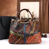 A New Retro Women's Handbag with a Top Layer of Cowhide and a Large Capacity Woven Single-Shoulder Crossbody for Women 1