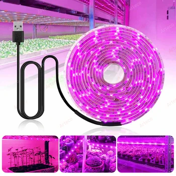 LED Grow Light Full Spectrum 5V USB Grow Light Strip 2835 LED Phyto Lamp for Indoor Plants, Greenhouse & Hydroponic Growing (1M/2M/3M) 1